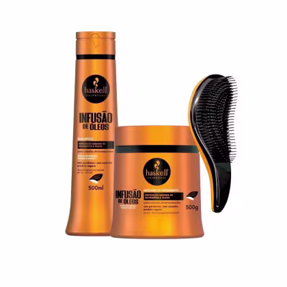 Imagem do produto Kit Haskell Infusão De Óleos 500ml Shampoo e Máscara +Escova