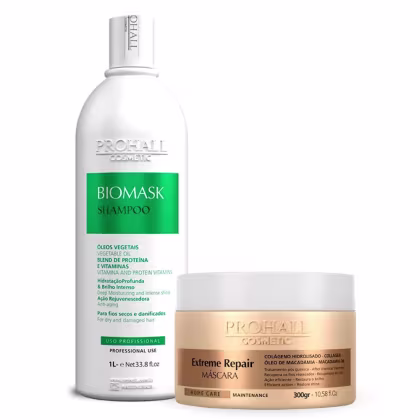 Imagem do produto Kit Prohall Shampoo Biomask 1L + Máscara Extreme Repair 300g