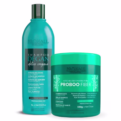 Imagem do produto Kit Prohall Shampoo Degan + Máscara Proboo Fiber Reparação