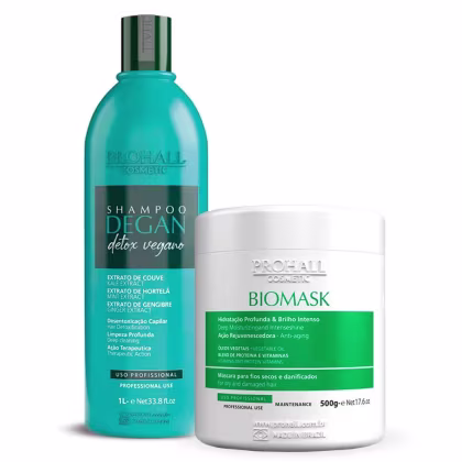 Imagem do produto Kit Prohall Shampoo Degan 1L + Máscara Biomask Hidrata 500g