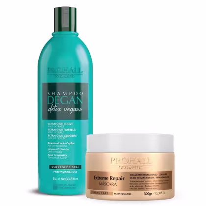 Imagem do produto Kit Prohall Shampoo Degan 1L + Máscara Extreme Repair 300g