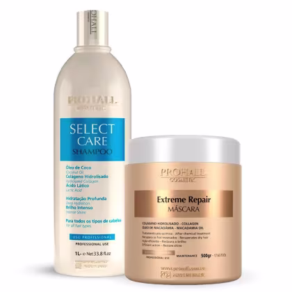 Imagem do produto Kit Prohall Shampoo Select Care 1L + Máscara Extreme 500g