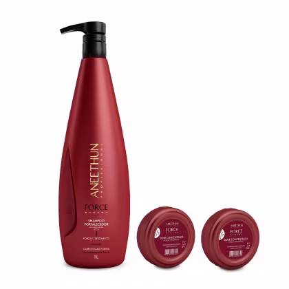 Imagem do produto Kit Aneethun Force System - Shampoo 1 Litro + Dose Fortalecedora (2un x 25g)