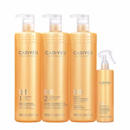 Imagem do produto Kit Cadiveu Professional Nutri Glow Shampoo Condicionador Máscara G e Leave-in P (4 produtos)