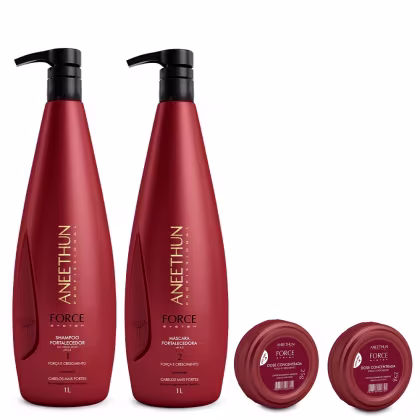 Imagem do produto Kit Aneethun Force System - Shampoo 1000ml + Mascara 1000ml + Dose Concentrada (2un x 25g)