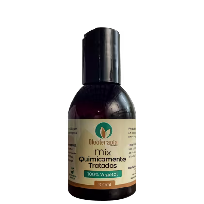 O produto exibido na imagem é um frasco de 100ml da linha "Mix Quimicamente Tratados" da marca Oleoterapia Brasil.