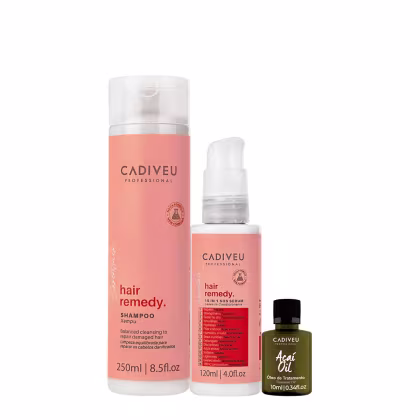 Imagem do produto Kit Cadiveu Essentials Hair Remedy Shampoo Sérum e Açaí Oil (3 produtos)