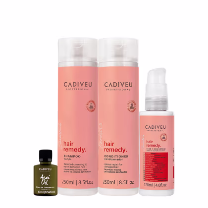Imagem do produto Kit Cadiveu Essentials Hair Remedy Shampoo Condicionador  Leave-in Sérum e Açaí Oil (4 produtos)