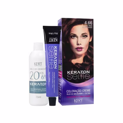 Imagem do produto Kit Keraton Selfie 4.66 Castanho Médio Vermelho Intenso + Oxigenada (2 Produtos)