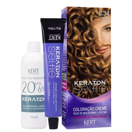 Imagem do produto Kit Keraton Selfie 8.34 Louro Claro Dourado Acobreado + Oxigenada (2 Produtos)