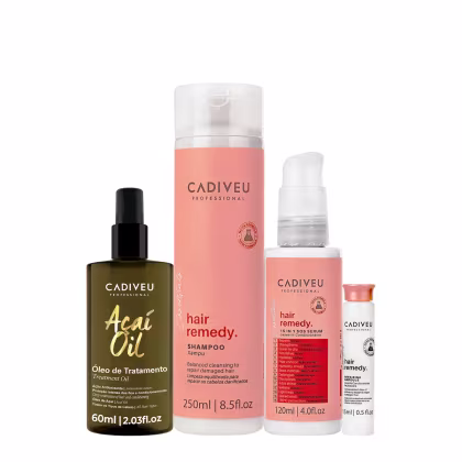 Imagem do produto Kit Cadiveu Essentials Hair Remedy Shampoo Leave-in SOS Sérum Ampola e Açaí Oil 60 (4 produtos)