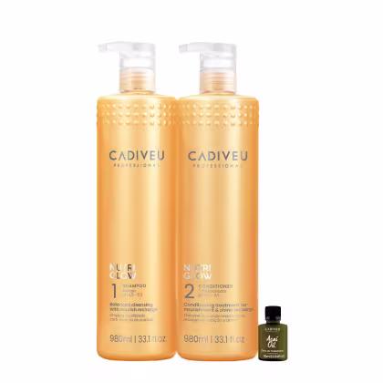 Imagem do produto Kit Cadiveu Professional Nutri Glow Shampoo Condicionador G e Açai Oil (3 produtos)