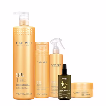 Imagem do produto Kit Cadiveu Professional Nutri Glow Shampoo Condicionador Máscara Fluído e Açaí Oil 60 (5 produtos)