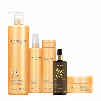 Imagem do produto Kit Cadiveu Professional Nutri Glow Shampoo Condicionador Máscara Booster e Açaí Oil 110 (5 produtos)