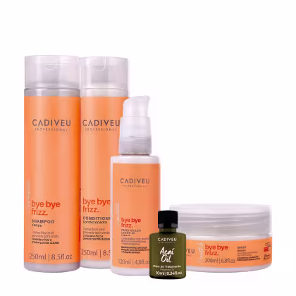 Imagem do produto Kit Cadiveu Professional Bye Bye Frizz Shampoo Condicionador Máscara Leave-in e Açaí Oil (5 produtos)