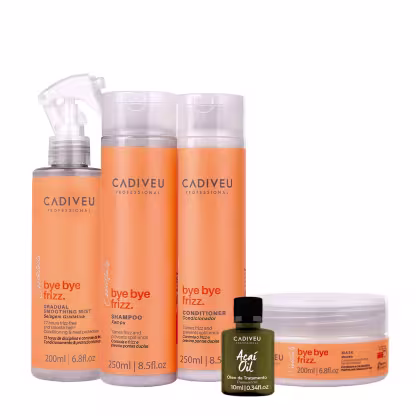 Imagem do produto Kit Cadiveu Professional Bye Bye Frizz Shampoo Condicionador Selagem Gradativa Máscara e Açaí Oil (5 produtos)