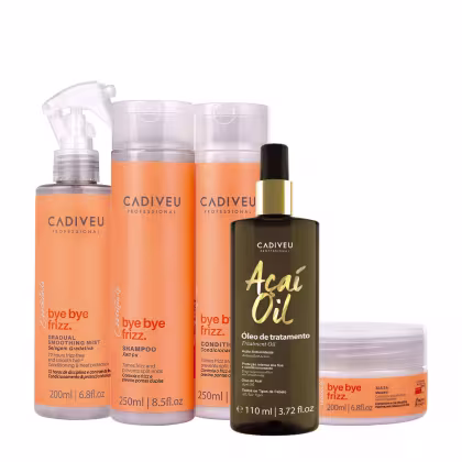 Imagem do produto Kit Cadiveu Professional Bye Bye Frizz Shampoo Condicionador Selagem Gradativa Máscara e Açaí Oil 110 (5 produtos)