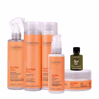 Imagem do produto Kit Cadiveu Professional Bye Bye Frizz Shampoo Condicionador Selagem Gradativa Leave-in Máscara e Açaí Oil (6 produtos)