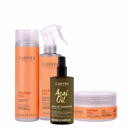 Imagem do produto Kit Cadiveu Professional Bye Bye Frizz Shampoo Máscara Selagem Gradativa e Açaí Oil 60 (4 produtos)