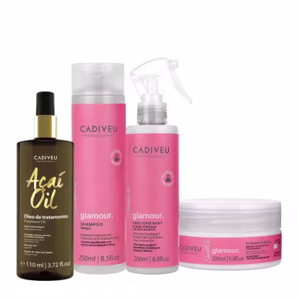 Imagem do produto Kit Cadiveu Professional Essentials Glamour Shampoo Máscara Fluido e Açaí Oil 110 (4 produtos)