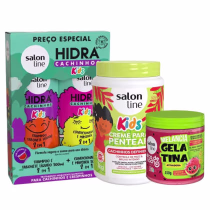 Imagem do produto Kit Salon Line Hidra Cachinhos + Creme e Gelatina Melancia