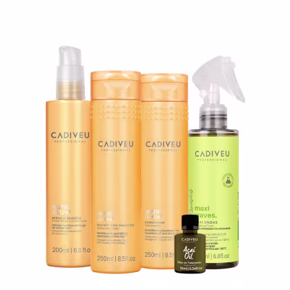 Imagem do produto Kit Cadiveu Professional Nutri Glow Shampoo Condicionador Maxi Ondas Booster Pré Shampoo e Açaí Oil (5 produtos)