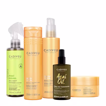 Imagem do produto Kit Cadiveu Professional Nutri Glow Shampoo Máscara Maxi Ondas Booster Fluído de Tratamento e Açaí Oil 60 (5 produtos)