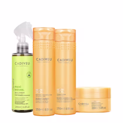 Imagem do produto Kit Cadiveu Professional Nutri Glow Shampoo Condicionador Máscara e Maxi Ondas (4 produtos)