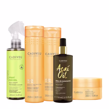 Imagem do produto Kit Cadiveu Professional Nutri Glow Shampoo Condicionador Máscara Maxi Ondas e Açaí Oil 110 (5 produtos)