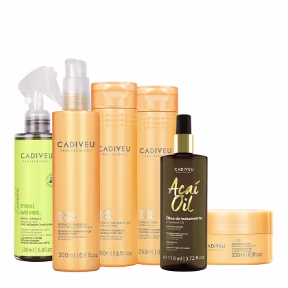 Imagem do produto Kit Cadiveu Professional Nutri Glow Shampoo Condicionador Máscara Fluído Leave-in e Açaí Oil 110 (6 produtos)