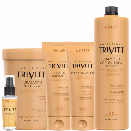 Imagem do produto Trivitt - Kit Condicionador, Hidratação Intensiva 1kg, Leave-in Hidratante, Reparador de Pontas e Shampoo Pós-Química para uso frequente 1L