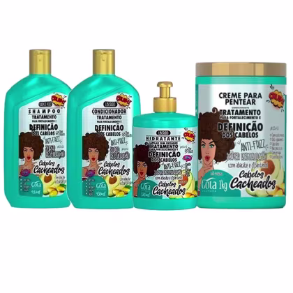 Imagem do produto KIT GOTA DOURADA FORTALECIMENTO CABELOS CACHEADOS (4 itens)