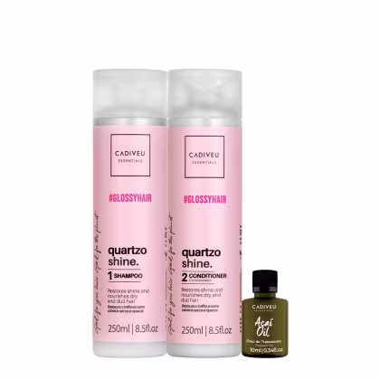 Imagem do produto Kit Cadiveu Essentials Quartzo Shine Shampoo Condicionador e Açaó Oil (3 produtos)