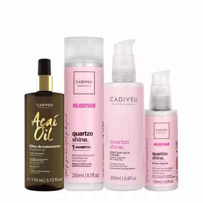 Imagem do produto Kit Cadiveu Professional Essentials Quartzo Shine Shampoo Pré-Shampoo Leave-in e Açaí Oil 110 (4 produtos)