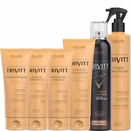 Imagem do produto Kit Home Care Trivitt com Leave In + Hidratação 200ml + Fluido Escova + Brilho Intenso