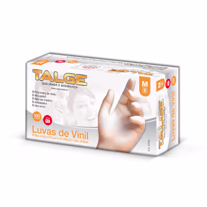 Imagem do produto Talge Tam. M Sem Pó - Luva De Vinil (100 Unidades) 