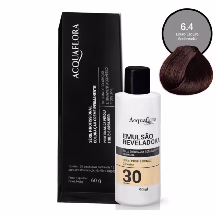 Coloração Acquaflora 6.4 60g + Água Oxigenada 30 Volumes 90ml