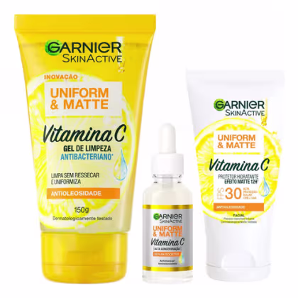 Imagem do produto Kit Cuidado Facial Clareador Vitamina C Garnier 3 Itens