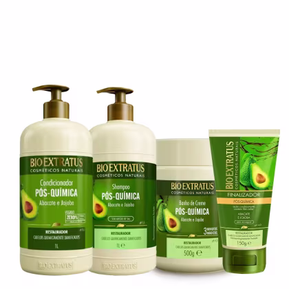 Imagem do produto Kit Bio Extratus Pós-Química Shampoo Condicionador Banho de Creme e Finalizador (4 produtos)