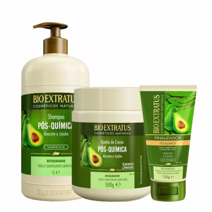 Imagem do produto Kit Bio Extratus Pós-Química Shampoo Banho de Creme M e Finalizador (3 produtos)
