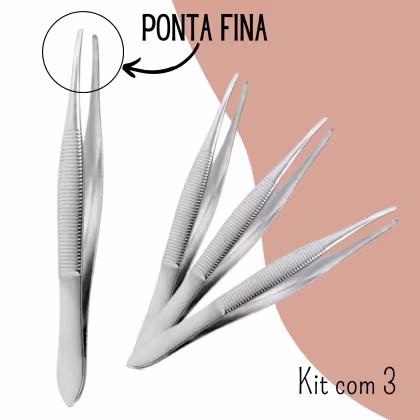 Imagem do produto Kit com 3 Pinças ponta Fina Aço Inox - Kiss New York