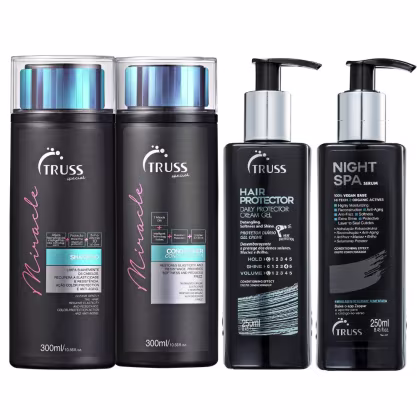 Imagem do produto Kit Truss Miracle Shampoo 300ml e Condicionador 300ml + Hair Protector 250ml + Night Spa 250ml