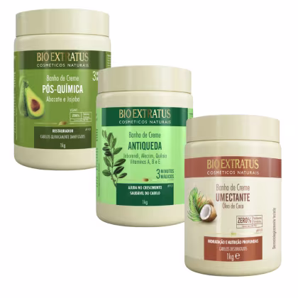 Imagem do produto Kit Bio Extratus Banho de Creme Antiqueda+ Umectante+ Pós-química- 1kg