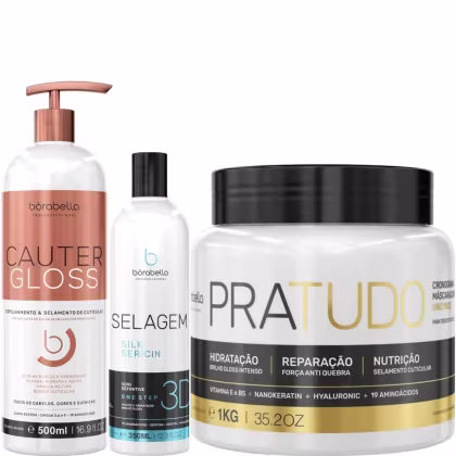 Borabella Cauter Gloss 500ml + Selagem 350ml + Pratudo 1kg