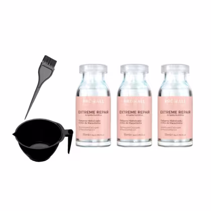 Imagem do produto Kit 3 Ampola Nutrição Cabelo Extreme Repair Prohall +cumbuca