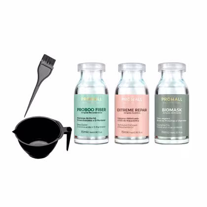 Imagem do produto Kit 3 Ampolas Prohall Biomask Proboo Extreme Repair +cumbuca