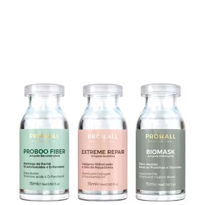 Imagem do produto Kit 3 Ampolas Prohall Biomask Proboo Fiber Extreme Repair