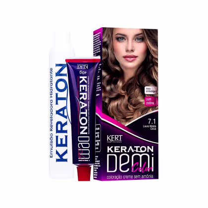 Imagem do produto Keraton Demi Color 7.1 Louro Médio Cinza - Tonalizante Capilar 120g
