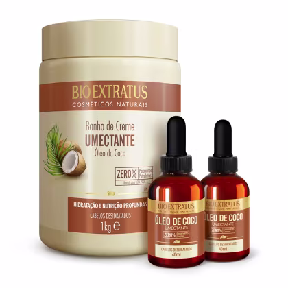 Imagem do produto Kit Bio Extratus Umectante Banho de Creme 1Kg + Óleo de Coco