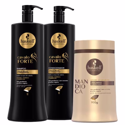 Imagem do produto Kit Haskell Cavalo Forte Shp/Cond 1L + Máscara Mandioca 900g